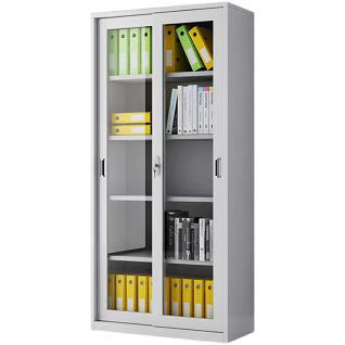 Full Height Glass Door Sliding Metal Filing Storage Cabinet 